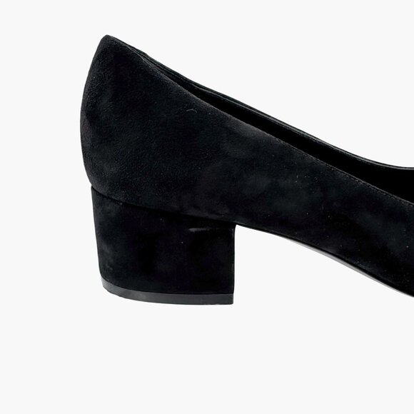 Valentino VLogo Black Suede Leather Block Heel Pumps Shoes Size 38.5 US 8.5 - Picture 9 of 15